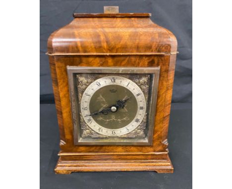 Elliot mantel clock, approximate height 8.5 inches, ticks but no warranty given 