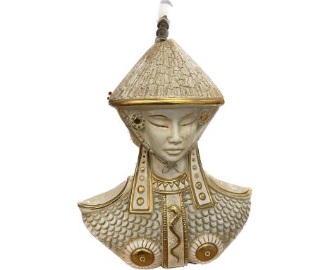 Vintage Egyptian man head lamp, approximate height: damage to the top 