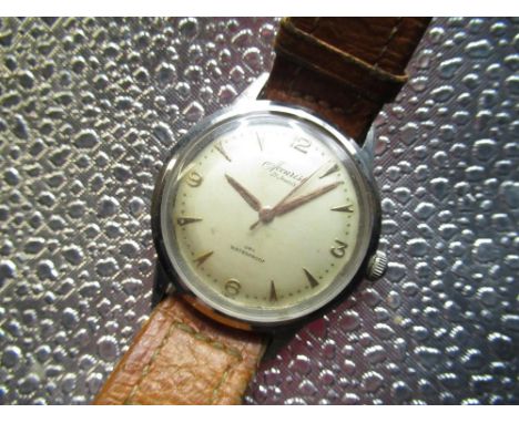 Accurist 21 jewel gentlemen's manual wind watch marked Waterproof on brown leather strap 