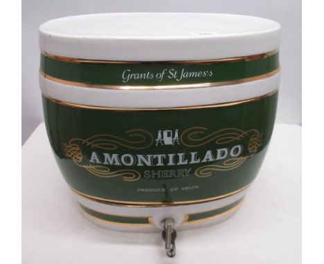 Large Amontillado Sherry ceramic barrel and base, H35cm 