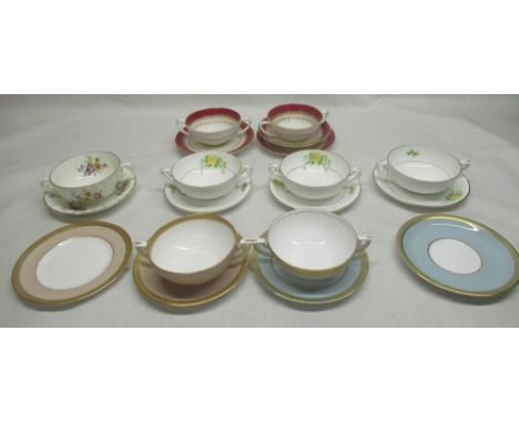 Collection of Royal Worcester soup cups and saucers 