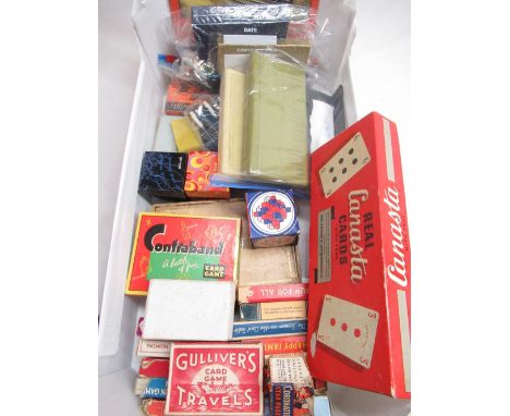 John Waddington Ltd vintage Real Canasta cards with tray, other vintage card games, darts, and other items 