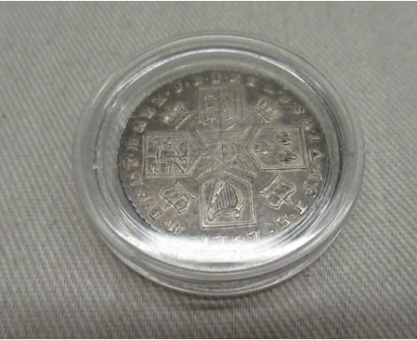 Geo. III 1787 silver shilling, F 