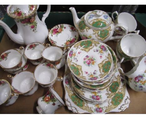 Royal Albert Old Country Roses six setting coffee service, and a Tuscan Provence pattern five setting tea set 