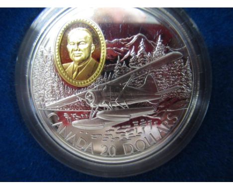 Royal Canadian Mint cased set of ten sterling silver proof 20 dollar coins with 24ct gold covered cameo on each, in metal pre