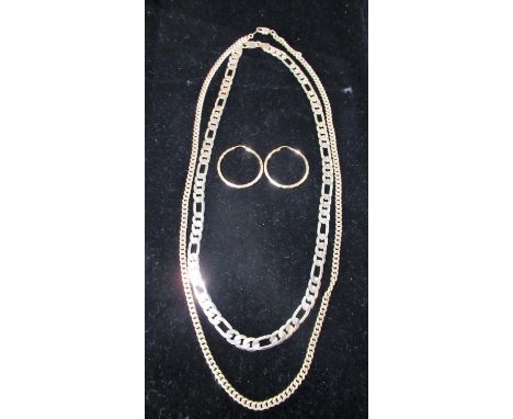 18ct yellow gold plated curb chain necklace stamped 18KT, 18ct yellow gold plated curb chain necklace stamped PL-18K, and a p