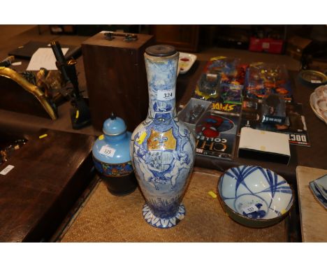 An antique Portuguese majolica lamp base