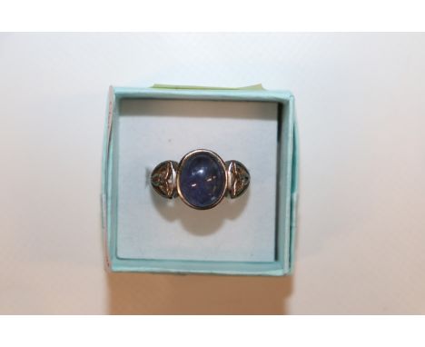 A vintage sterling silver and Charoite Celtic style ring, ring size P/ Q, approx. 4.5gms