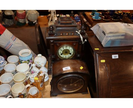 A late 19th Century chiming mantel clock and a 1930s chiming clock