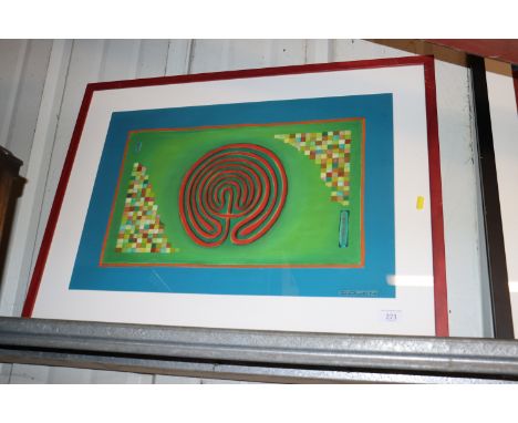 A David Owen coloured silk screen print 'Thyself'