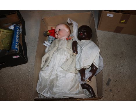 A vintage porcelain headed doll and papier mache similar etc.