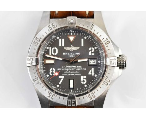 BREITLING; a gentleman's stainless steel automatic chronometer, the dial set with Arabic numerals, date aperture and inscribe