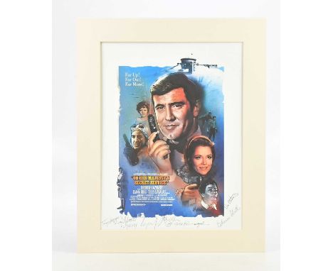 JAMES BOND; AFTER JEFF MARSHALL, colour print, On Her Majesty's Secret Service, additionally signed by George Lazenby, Cather