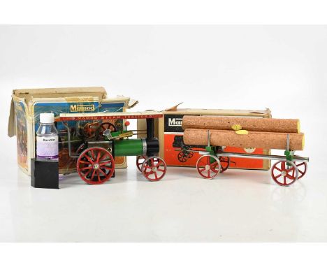 MAMOD; a steam tractor and lumber wagon, both boxed.