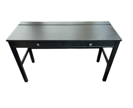 IKEA; a modern Hemnes ebonised two drawer hall/console table, width 118cm.