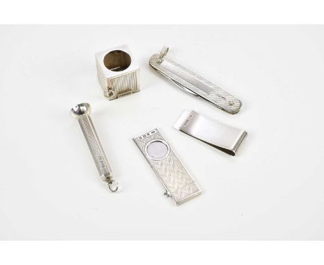 WILLIAM MANTON; a hallmarked silver Elizabeth II snooker chalk holder, Birmingham 1984, and a hallmarked silver penknife, hal