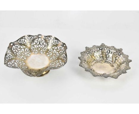 WILLIAM NEALE; an Edward VII hallmarked silver bowl, with cast scrolling rim and pierced body, Chester 1904, and a hallmarked