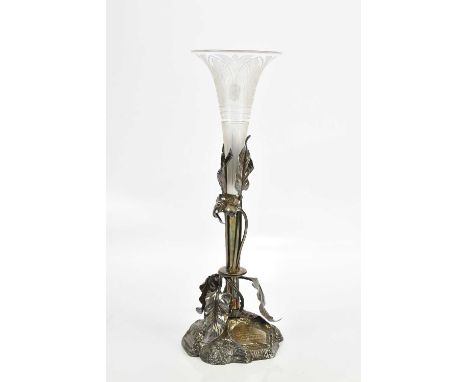 S SMITH &amp; SON; a Victorian hallmarked silver epergne vase, London 1869, inscribed 'With Best Wishes and All our Love to M
