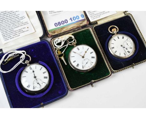 J W BENSON, LONDON; a hallmarked silver cased open face pocket watch, the white enamel dial set with Roman numerals, with two