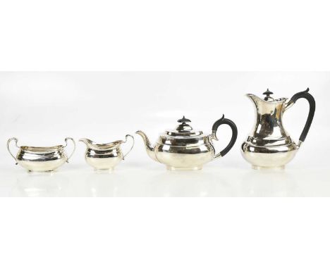 VINERS; a George V hallmarked silver four piece tea service, Sheffield 1934, approximate weight 56ozt/1741g.