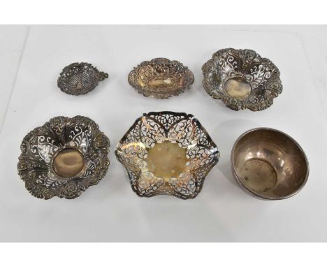 ROYAL IRISH SILVER COMPANY; an Elizabeth II hallmarked silver bonbon dish, Sheffield 1973, four further hallmarked silver bon