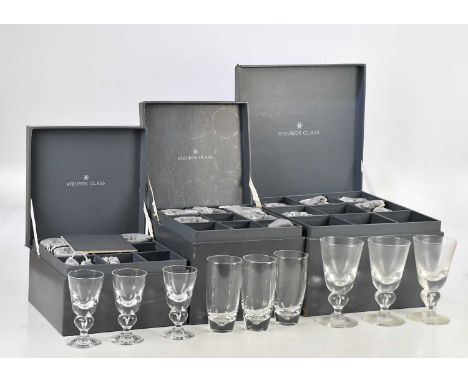 STEUBEN; three boxed sets of eight glasses of various size (3).Condition Report: The larger glasses could do with a clean, th