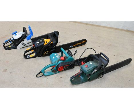 MCCULLOCH; a petrol CS 450 Elite chainsaw and three further chainsaws including a MacAllister example (4).