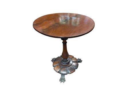 A Victorian mahogany tripod table, terminating on paw feet, height 53cm.