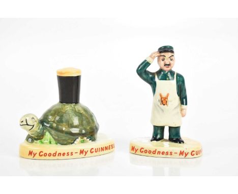 CARLTON WARE; two Guinness advertising figures comprising man and tortoise, larger 9.5cm (2).Condition Report: Crazing to bot