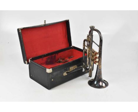 WELTKLANG; a cased nickel plated trumpet. 