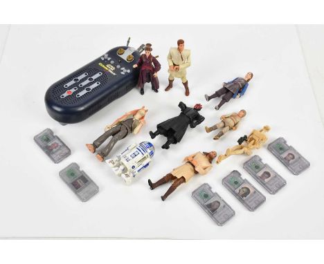 STAR WARS; a collection of phantom menace figures comprising of 'Qui Gon Jinn', 'Obi Wan Kenobi', 'Jar Jar Binks', 'Anakin Sk