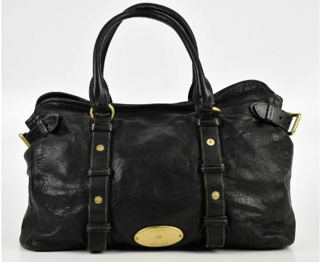 MULBERRY; a soft calfskin leather Hayden handbag, with two top straps, brass tone front logo plaque, buckles and stud detail,