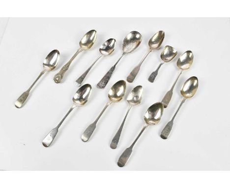 DAVID MCDONALD; a George IV hallmarked silver teaspoon, Glasgow 1829, and ten Georgian and later hallmarked silver teaspoons 