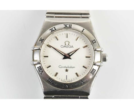 OMEGA; a lady's stainless steel Constellation wristwatch, with baton markers to the circular dial, case back numbered 5900416