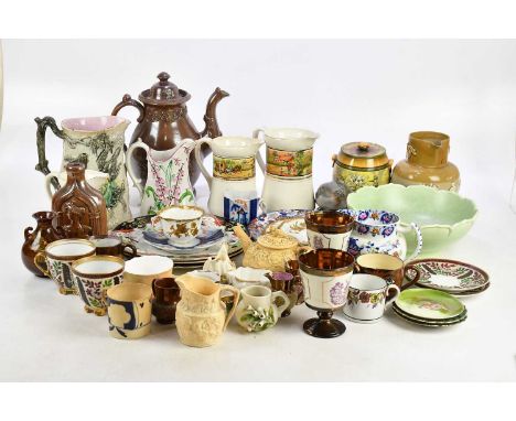 A collection of ceramics including Wedgwood creamware teapot, Vazar Inglis teacup and saucer, Royal Worcester teacup and sauc