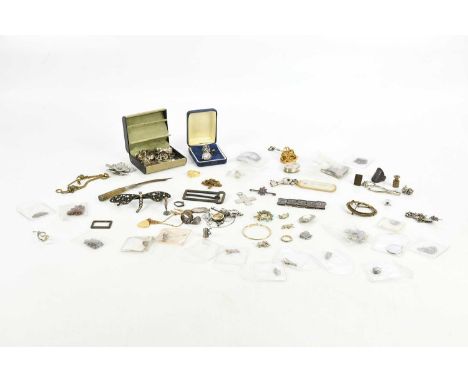 A small collection of silver, white metal and metal jewellery, to include a Charles Horner silver and enamel pendant decorate
