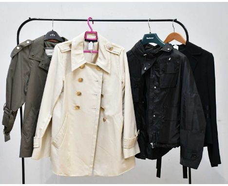 VALENTINO; a black wool mix short fitted evening jacket, lined, with double ribbon closure detail to front, size 10, a Mulber