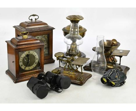 SMITHS; a walnut cased bracket clock, with applied chapter ring bearing Roman numerals, height 26cm, with presentation plaque