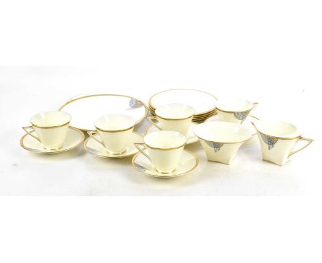 ROYAL DOULTON; an Art Deco part tea service in the 'Tango' pattern (18).   Condition Report: Very light wear to the decoratio
