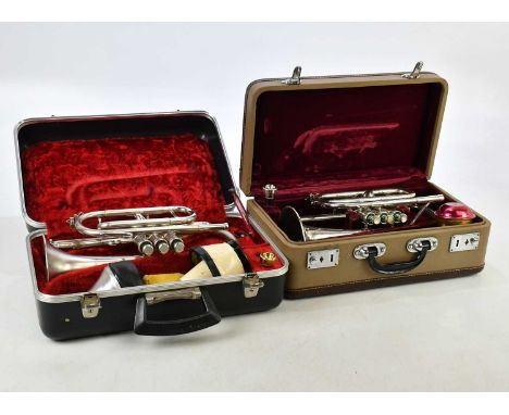 WELTKLANG; a nickel plated trumpet, cased, and a cased Boosey & Hawkes Regent trumpet (2). 