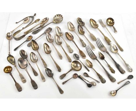 CHRISTOPHER CUMMINS (JUNIOR); a William IV hallmarked silver rat tail teaspoon, Dublin 1834, and a collection of hallmarked s
