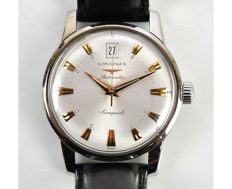 LONGINES; a gentleman's stainless steel Conquest Heritage wristwatch, with automatic movement, baton markers and date apertur