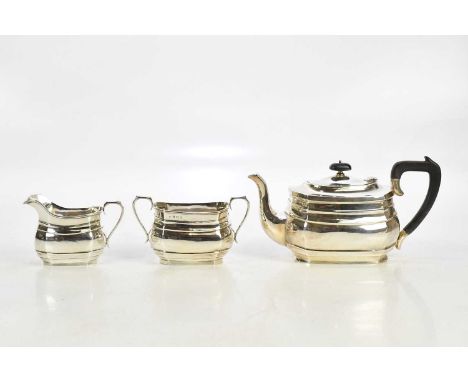 ROBERT CHANDLER; a George V hallmarked silver three piece tea service, Birmingham 1924, combined approx 26ozt/809g (3).