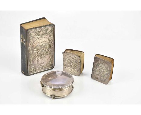 LEVI & SALAMAN; an Edward VII hallmarked silver covered prayer/hymn book, with two further hymn books and a hallmarked silver