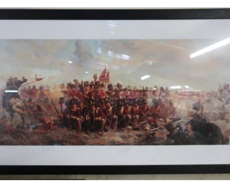 Large print of A Battle At Waterloo, depicting soldiers in defence, 33cm x 74cm 