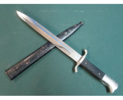 German Mauser parade bayonet type side arm with 10" blade with top fuller marked Puma Solingen with plated S shaped cross pie