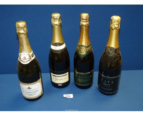 Four bottles of sparkling wine including Offenbach, Carpentier