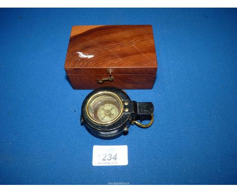 A Negretti & Zambra Gimboi Compass in a yew wood box WWI.