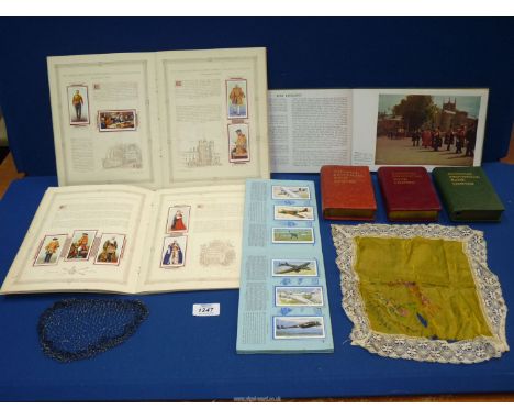 A small quantity of miscellaneous to include: National Provincial money boxes, Players 1937 cigarette card albums, a handkerc