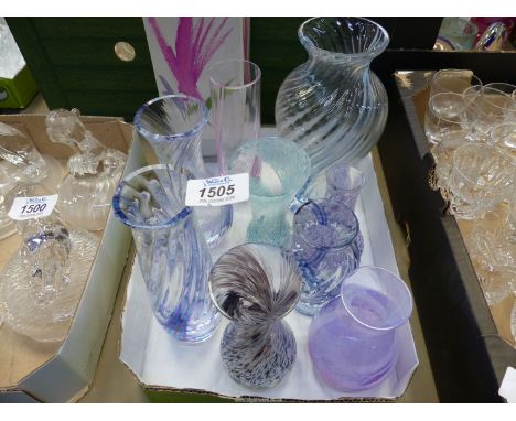 A small quantity of Caithness swirl vases in purple, turquoise, blue, etc.
